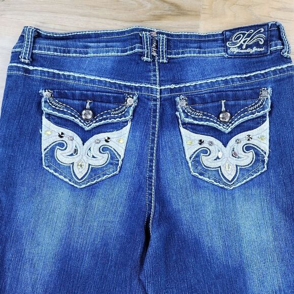 💇♀️Hydraulic Blue Bailey Embroidered Button Pocket Jeans Size 18 - Picture 5 of 12
